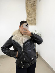 Cazadora polipiel combinada pelo negra