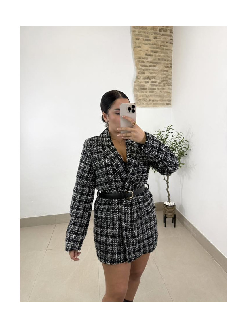 Vestido blazer cruzado tweed