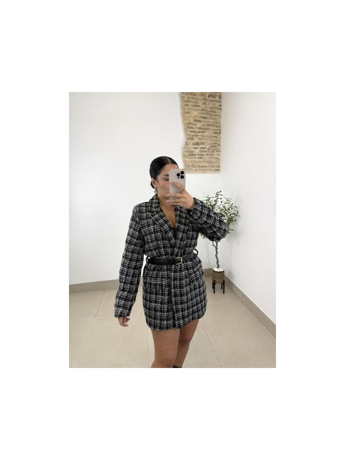 Vestido blazer cruzado tweed