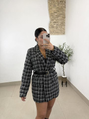 Vestido blazer cruzado tweed