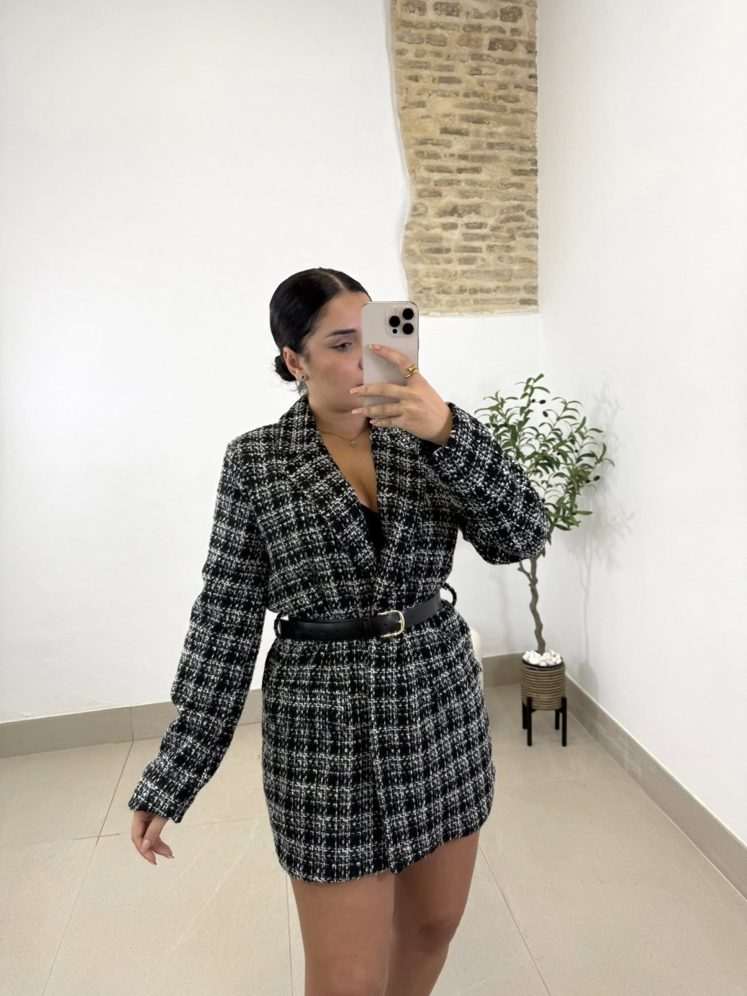 Vestido blazer cruzado tweed