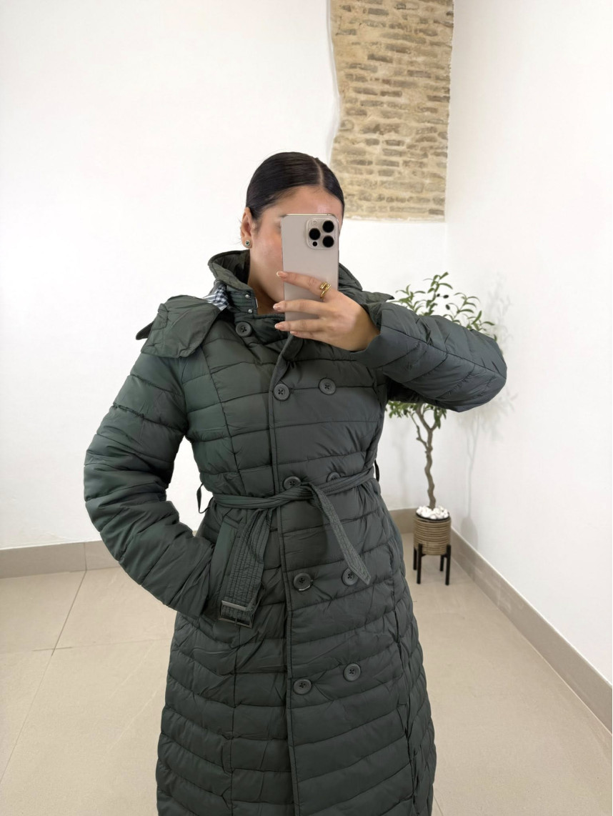 parka acolchada larga verde