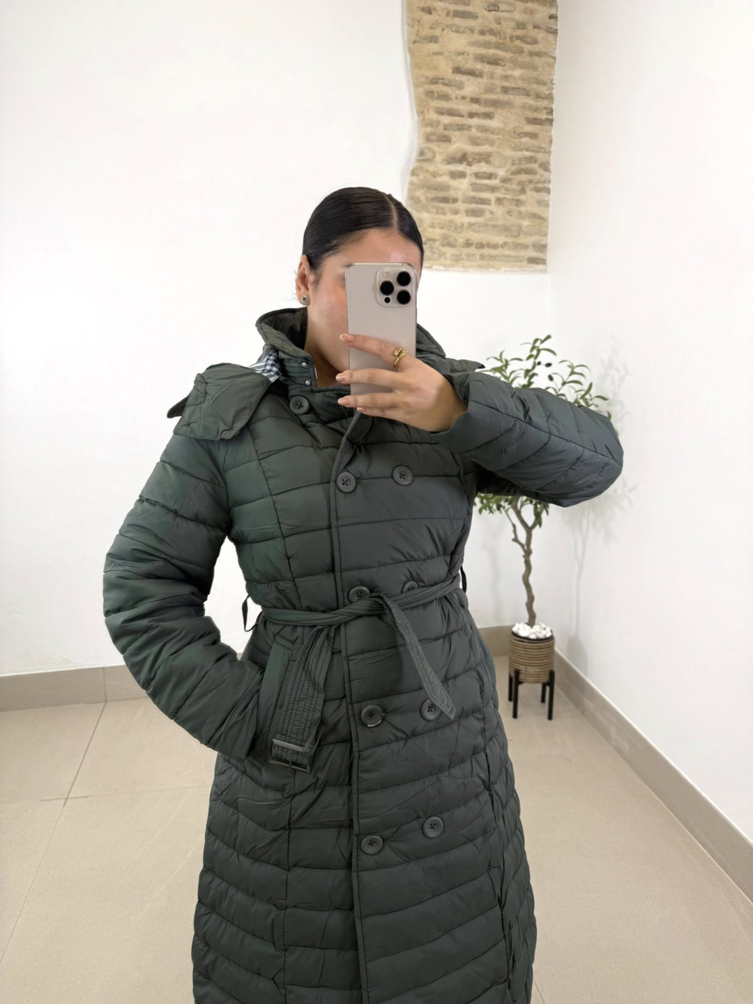 parka acolchada larga verde