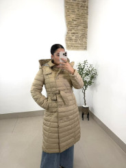 parka acolchada larga camel