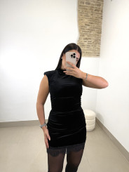 vestido mini terciopelo encaje negro