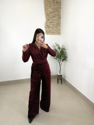 body escote drapeado tinto