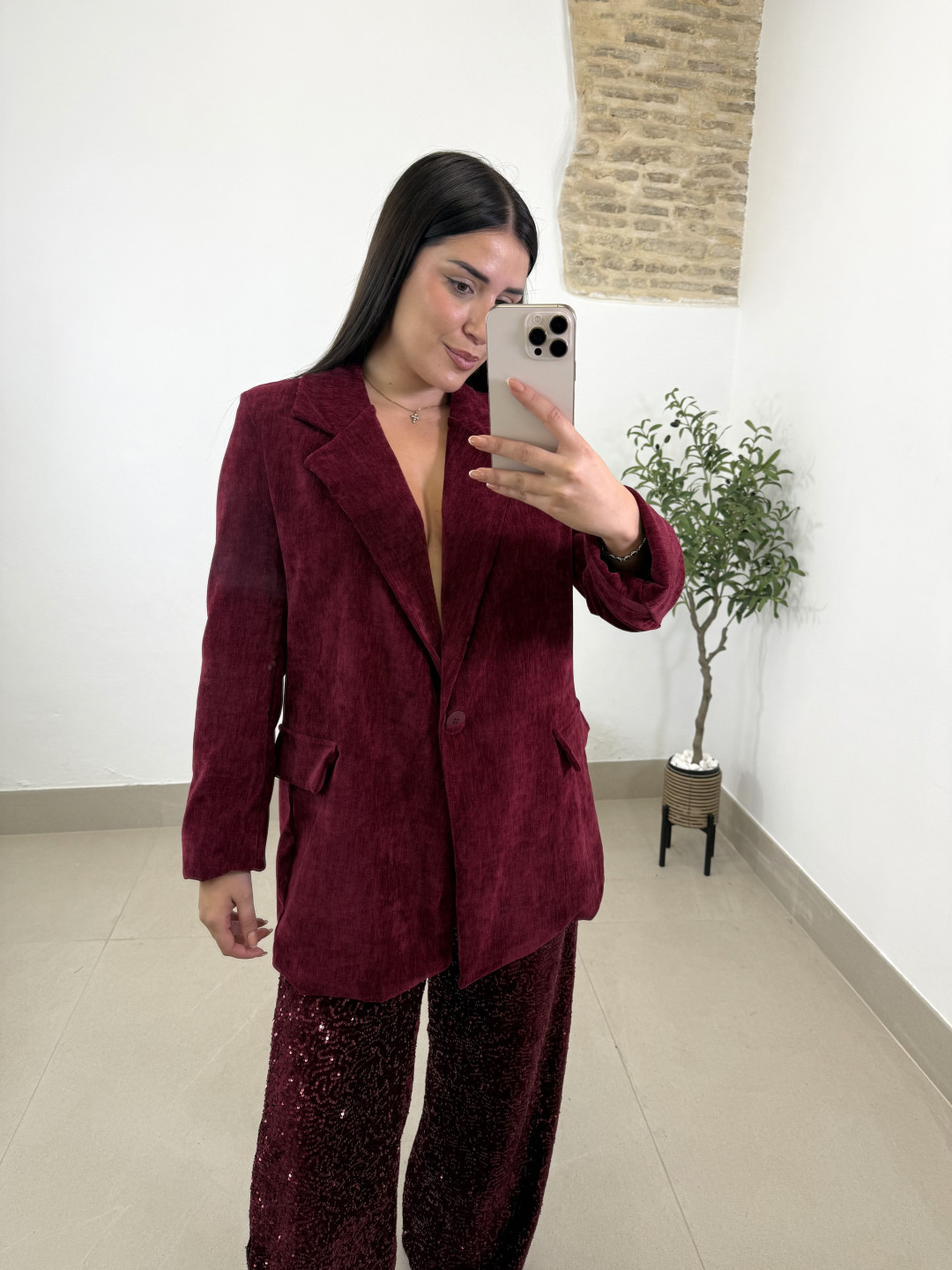 pantalon lentejuela tinto