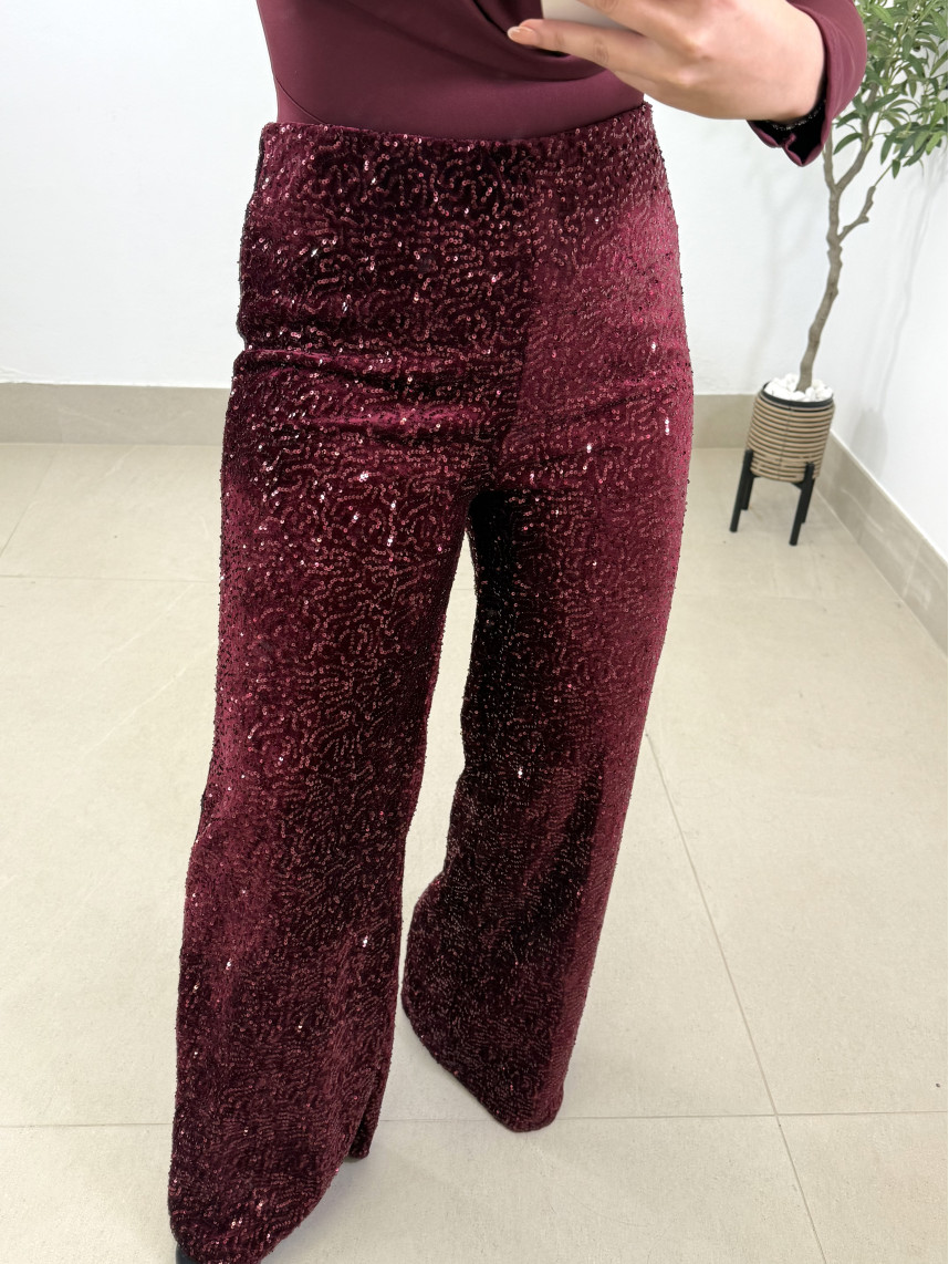 pantalon lentejuela tinto