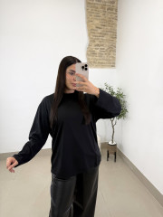 camiseta basica oversize manga larga negra