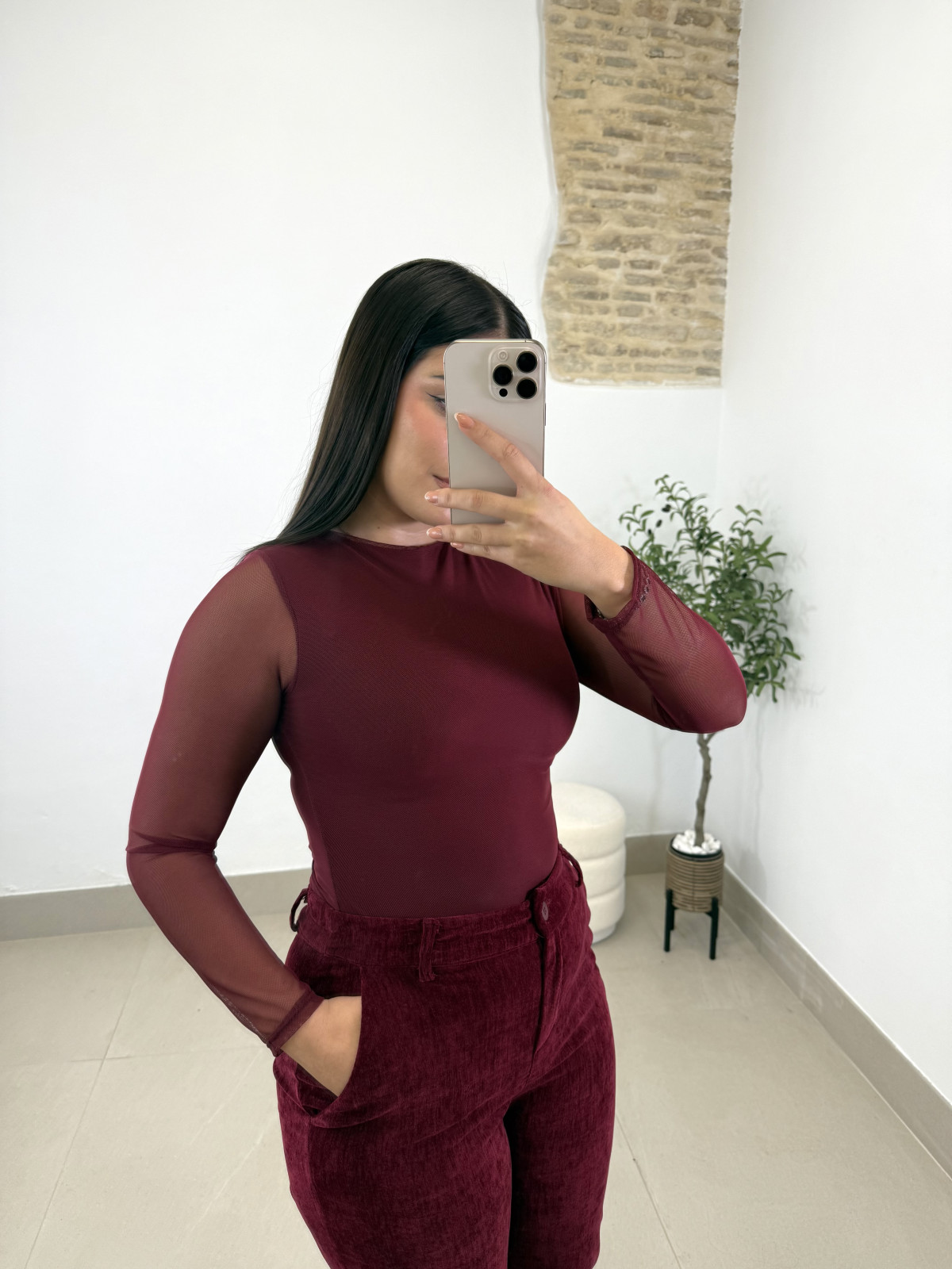 Body basico tul tinto