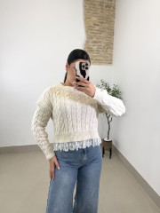 Jersey trenza encaje beige