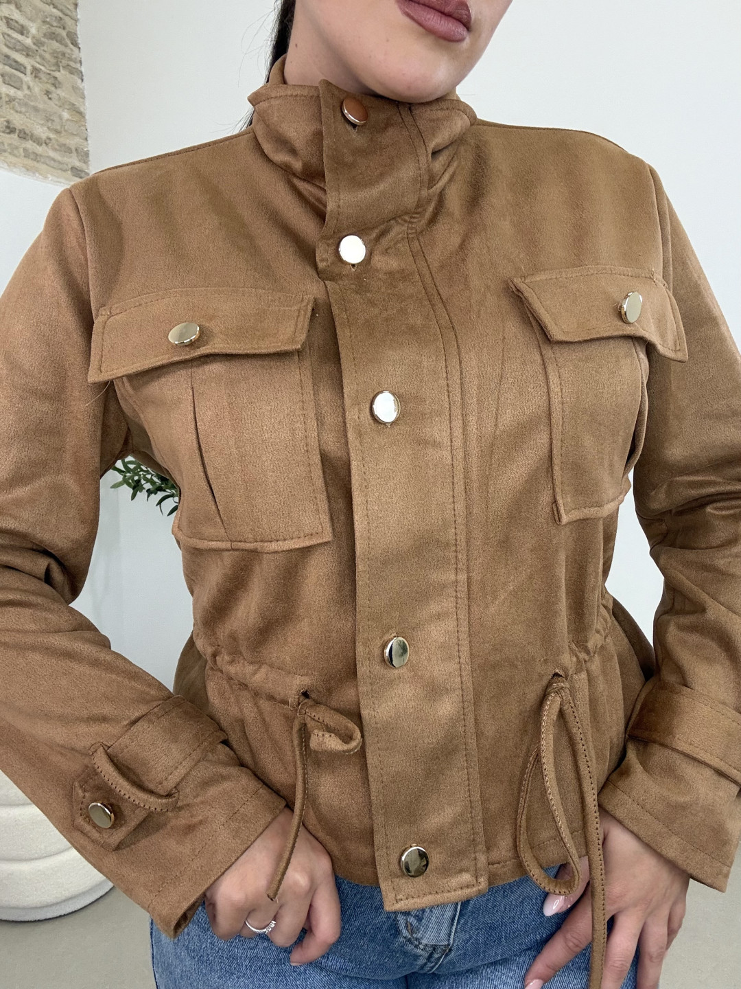 Bomber antelina fruncida marron