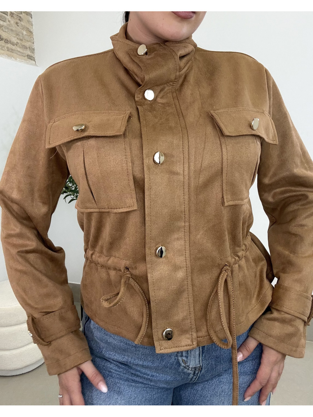 Bomber antelina fruncida marron