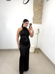 vestido gala lentejuela negra