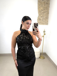 vestido gala lentejuela negra