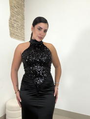 vestido gala lentejuela negra