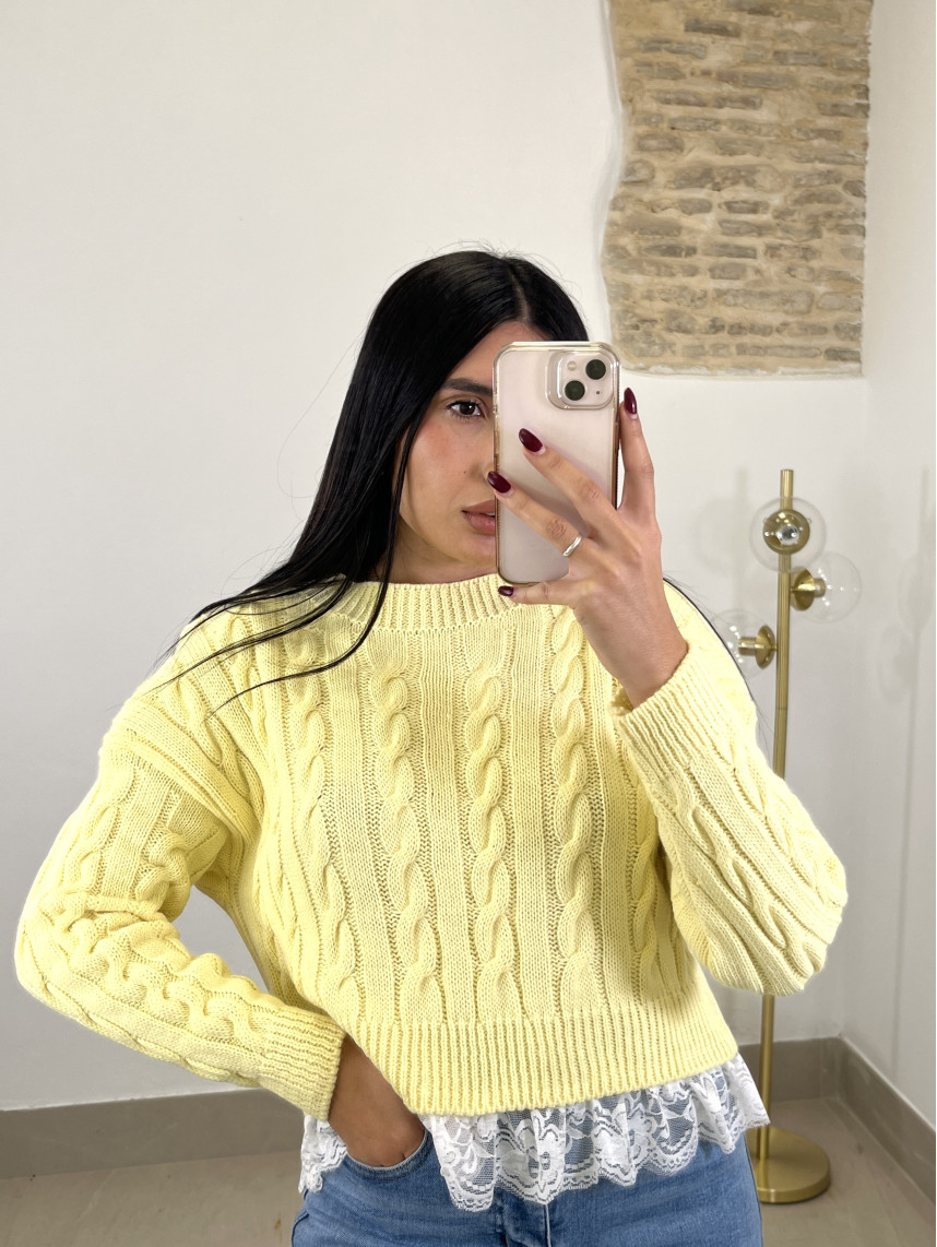Jersey trenza encaje amarillo