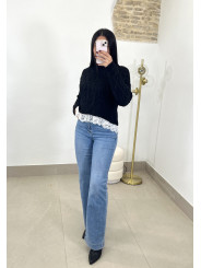 Jersey trenza encaje negro