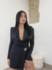 body escote drapeado negro