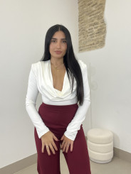 body escote drapeado blanco