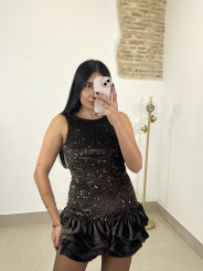 vestido globo lentejuela marron