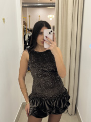 vestido globo lentejuela marron