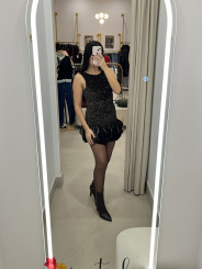 vestido globo lentejuela marron