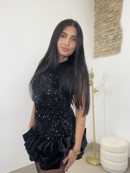 vestido globo lentejuela negro