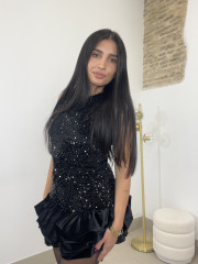 vestido globo lentejuela negro