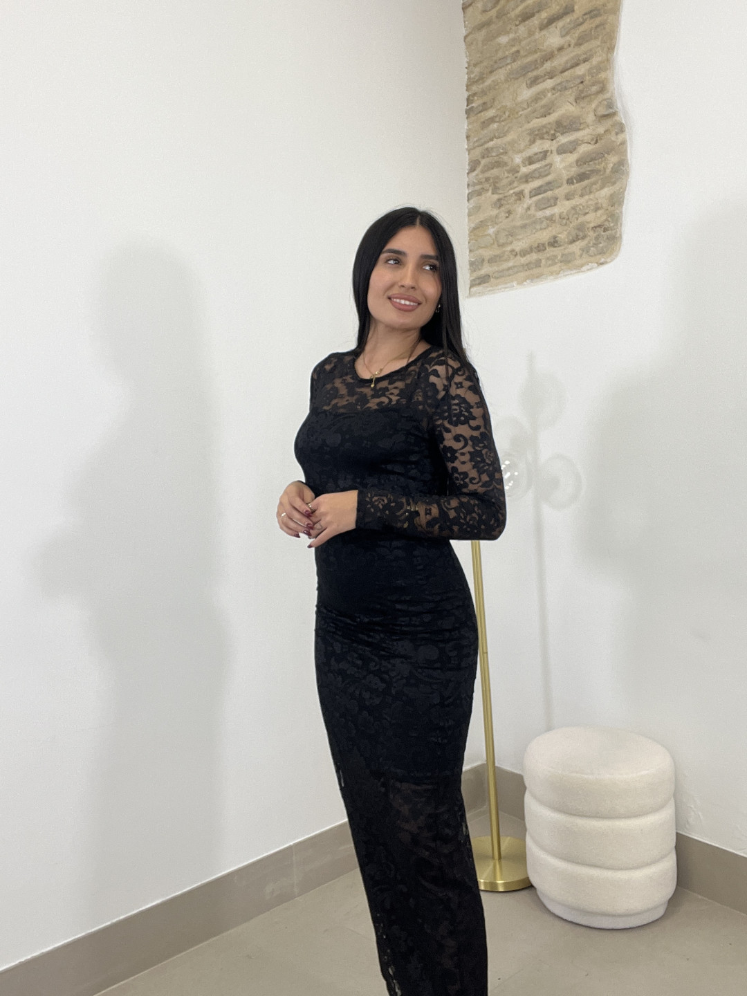 vestido encaje largo negro