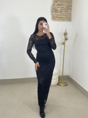 vestido encaje largo negro
