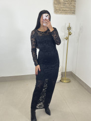 vestido encaje largo negro