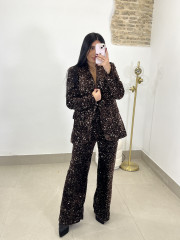 Blazer lentejuela terciopelo marron