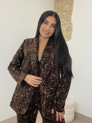 Blazer lentejuela terciopelo marron