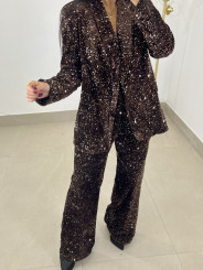 Blazer lentejuela terciopelo marron