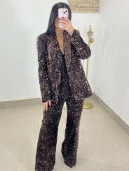 Blazer lentejuela terciopelo marron