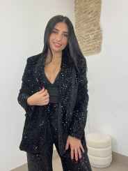Blazer lentejuela terciopelo negro