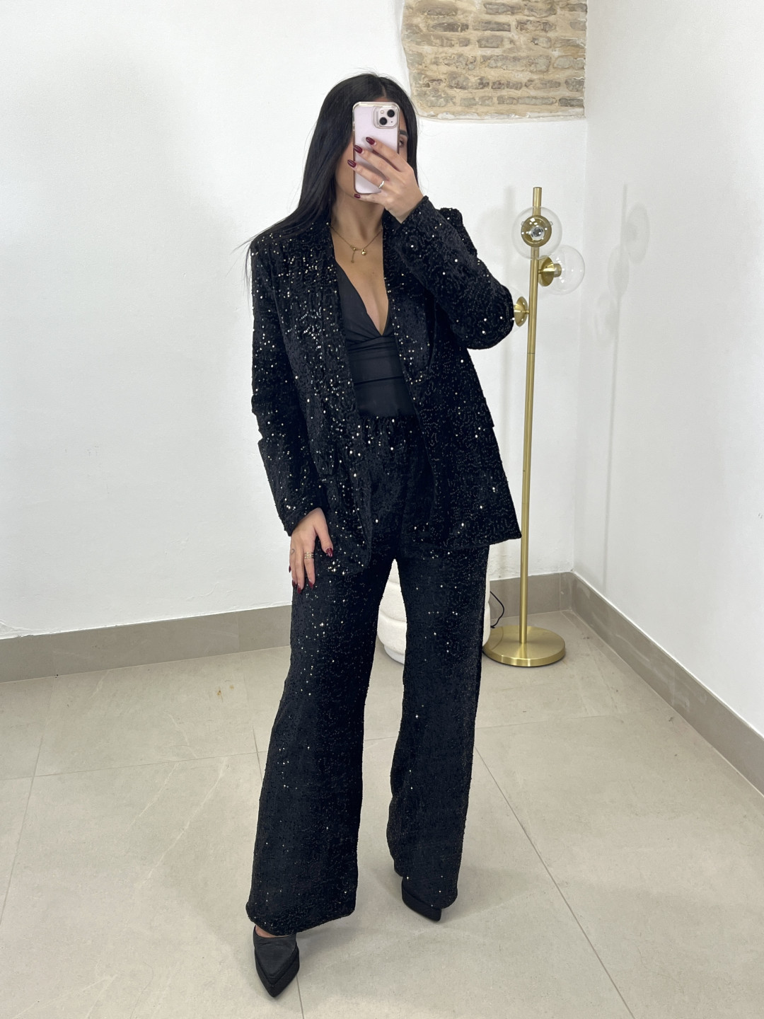 Blazer lentejuela terciopelo negro
