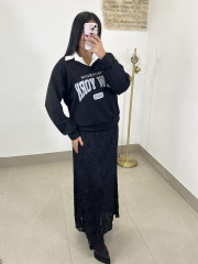 Falda encaje larga negra