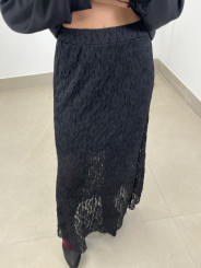 Falda encaje larga negra