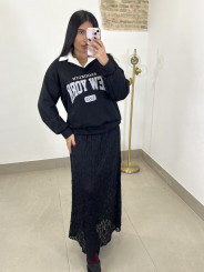 Falda encaje larga negra
