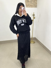 Falda encaje larga negra