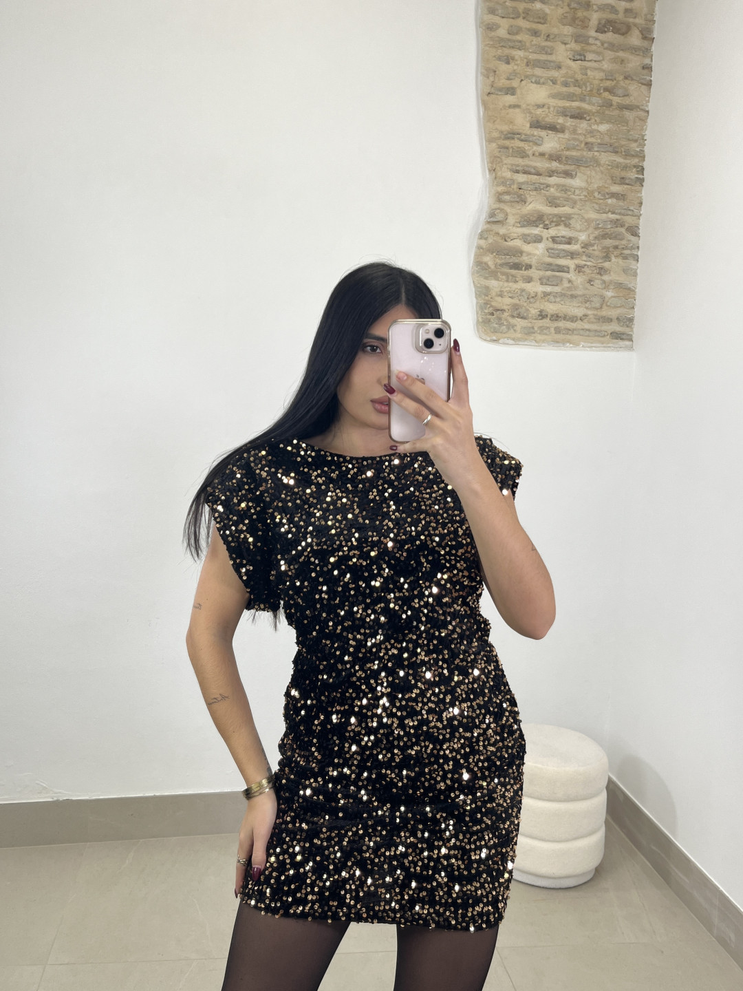 Vestido lentejuela terciopelo mini