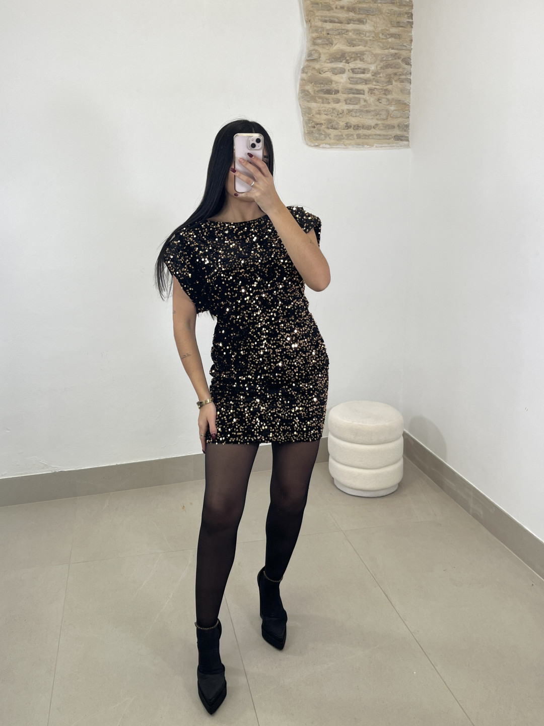 Vestido lentejuela terciopelo mini