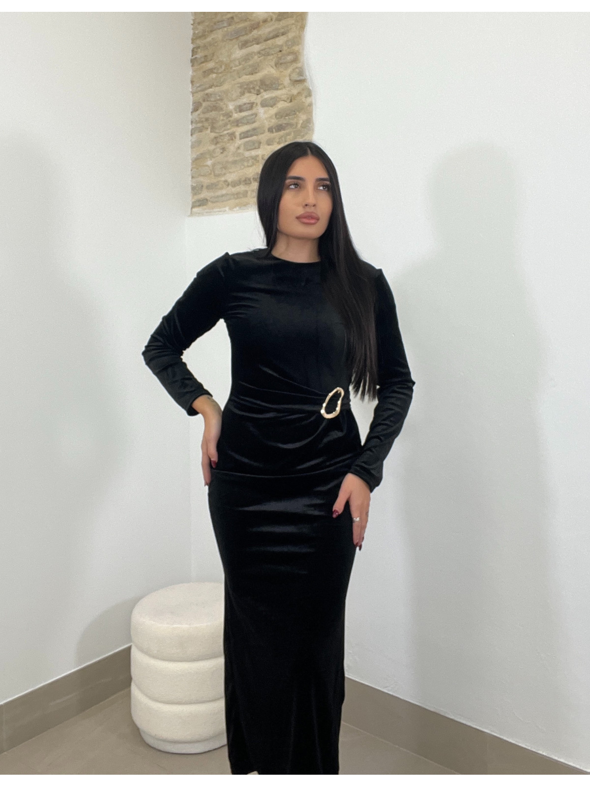 vestido terciopelo detalle aro