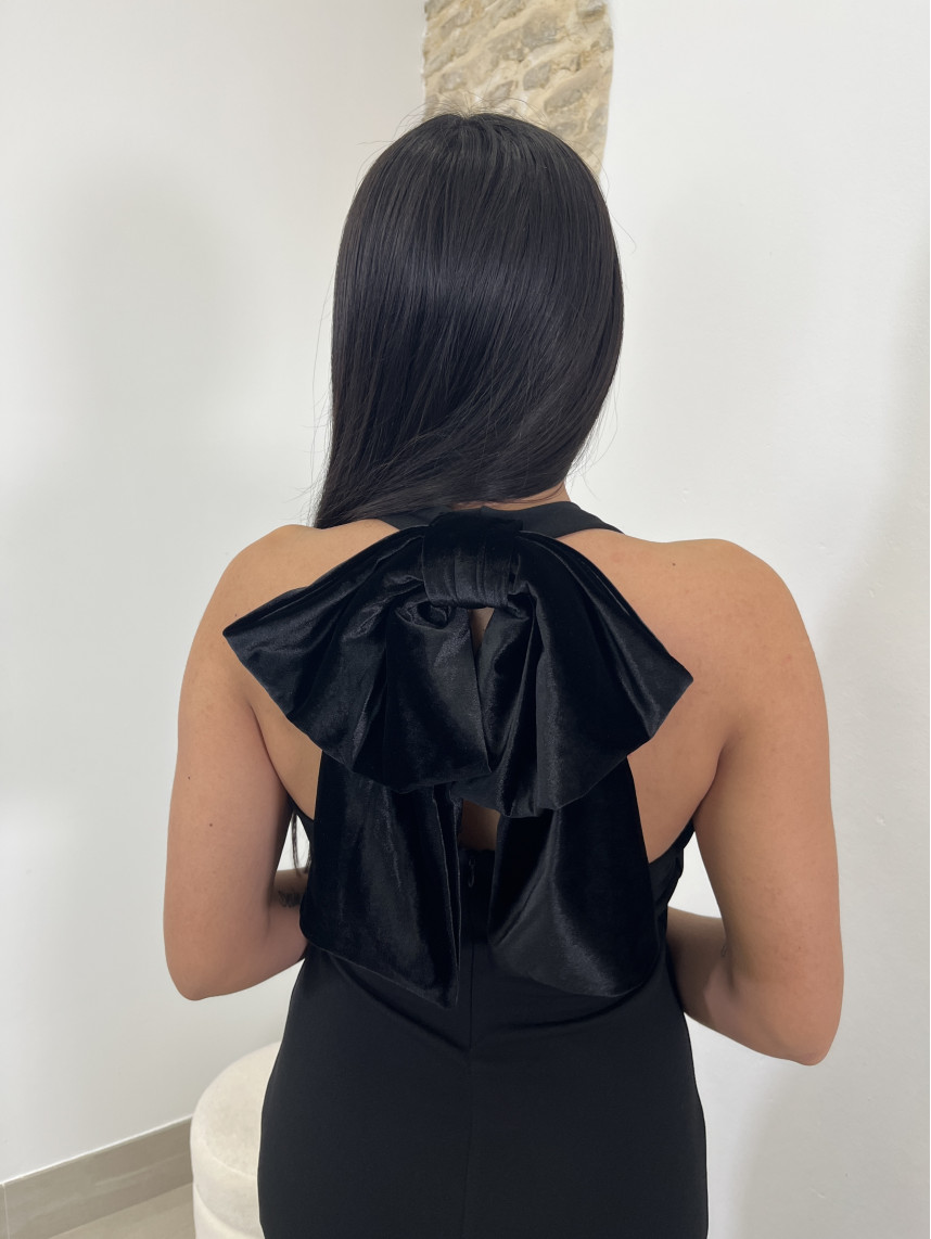 vestido espalda lazo negro