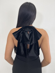 vestido espalda lazo negro