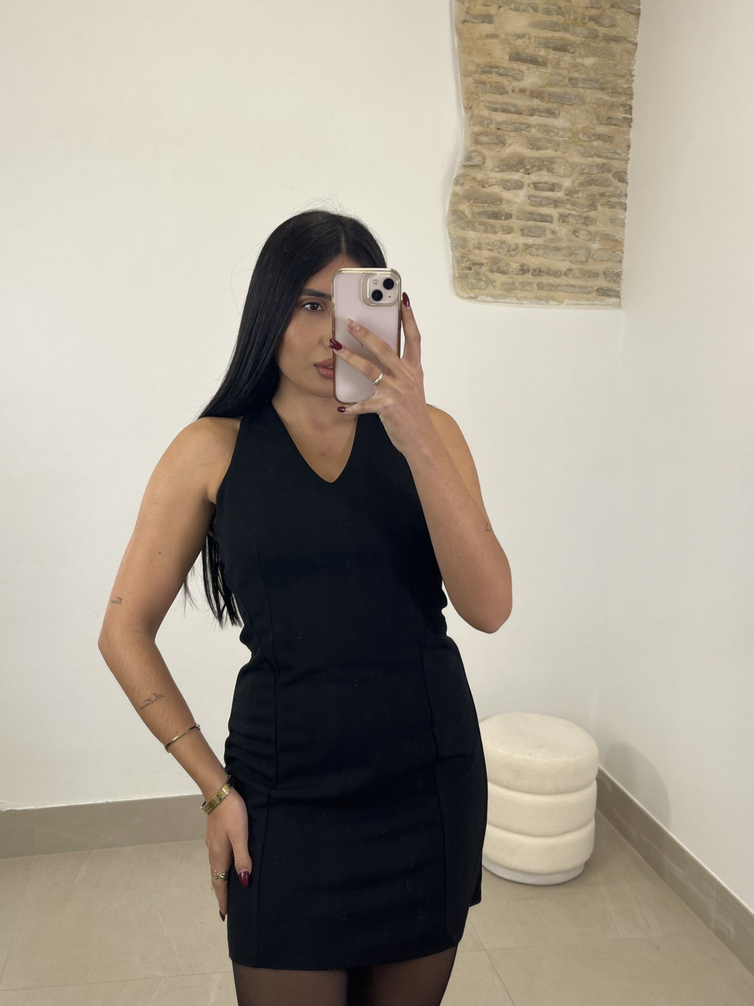 vestido espalda lazo negro