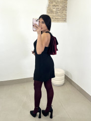 vestido espalda lazo tinto