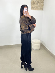 Pantalon boho detalle lazo negro